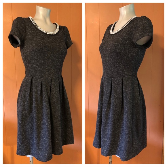 Maison Jules Short Sleeve Rhinestone Neckline Dress, Small - Picture 6 of 11